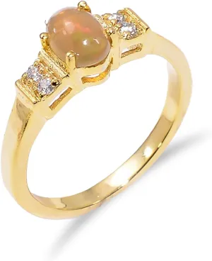 Natural Opal Ring Opal Jewelry Dainty Ring 925 Sterling Silver Minimalist Statement Stacking Ring Girlfriend Gift Opals (R044)
