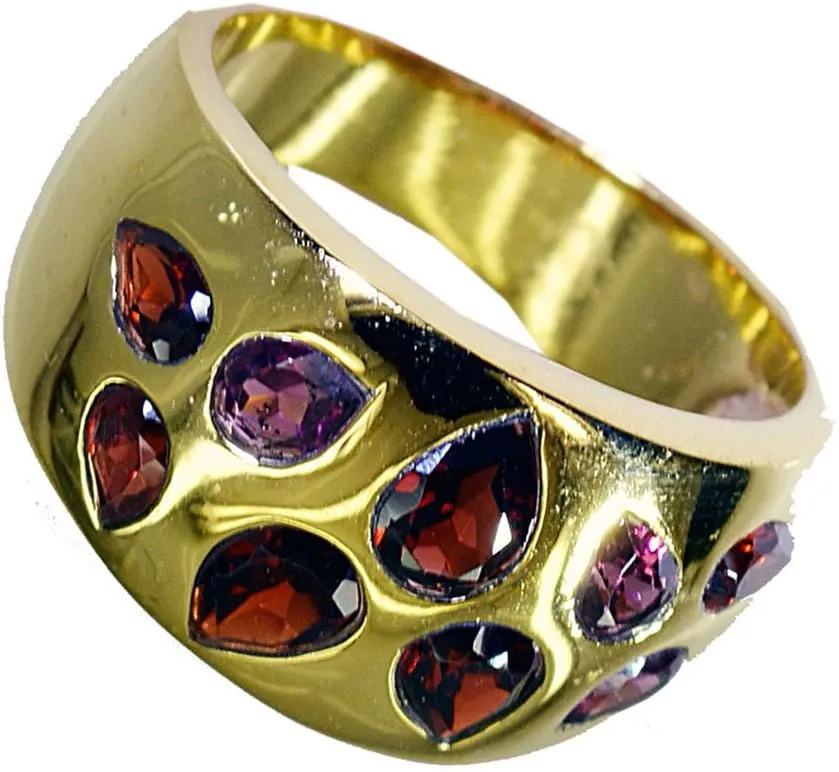 Natural Pear Shaped Garnet Gold Plated Couple Promise Rings in Size 4,5,6,7,8,9,10,11,12