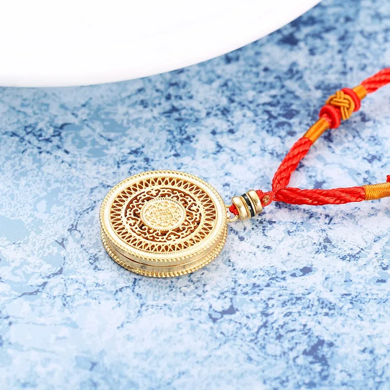 Natural south red enamel porcelain hollow Pendant Necklace