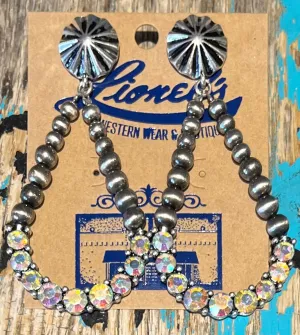 Navajo Pearl w/ Iridescent Crystals Fashion Earrings