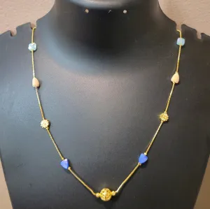 Necklace chain multicolor beads with gold embelished