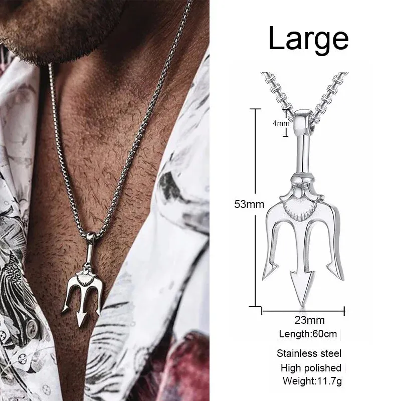 Neptune Trident Pendant Necklaces for Men Boys