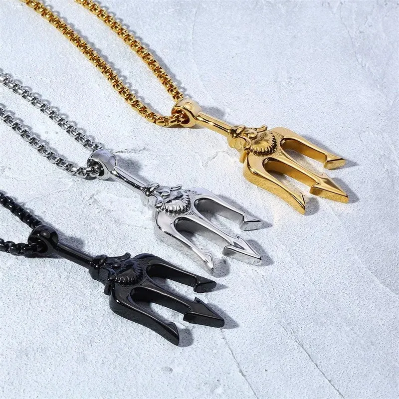Neptune Trident Pendant Necklaces for Men Boys