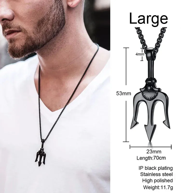 Neptune Trident Pendant Necklaces for Men Boys