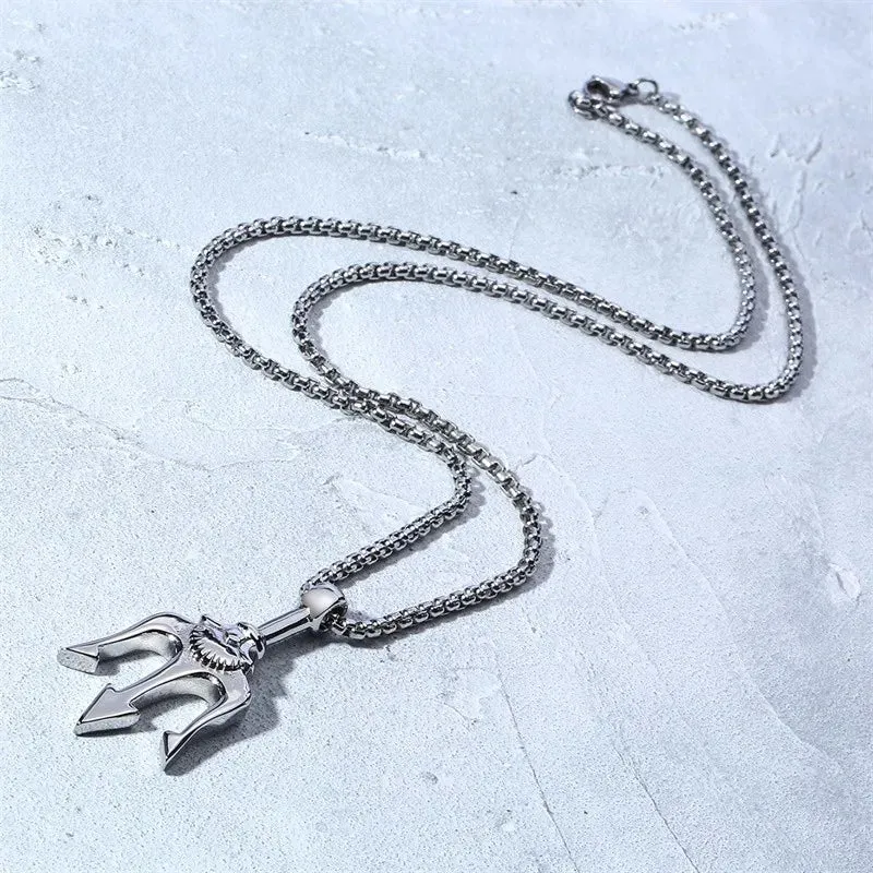 Neptune Trident Pendant Necklaces for Men Boys