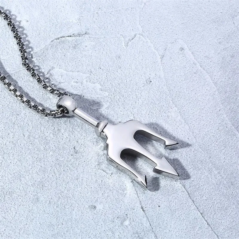Neptune Trident Pendant Necklaces for Men Boys