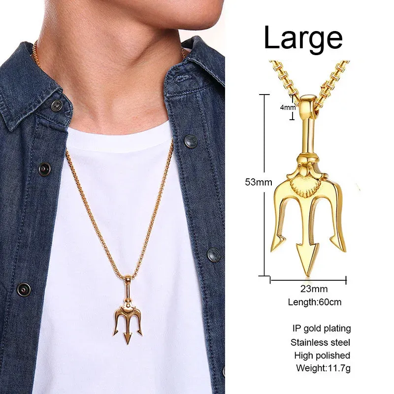 Neptune Trident Pendant Necklaces for Men Boys