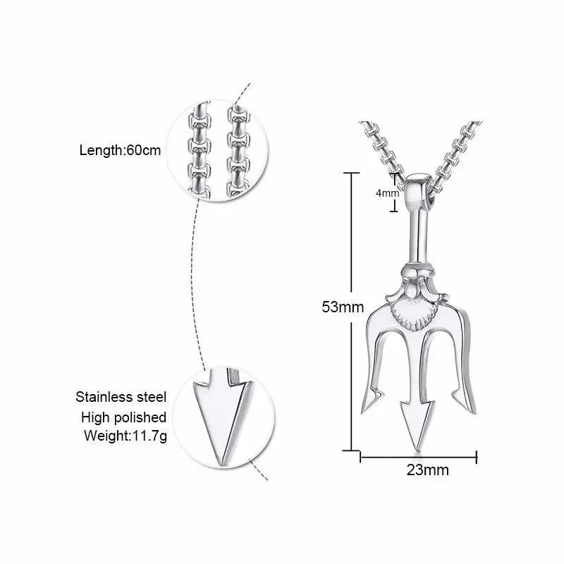 Neptune Trident Pendant Necklaces for Men Boys