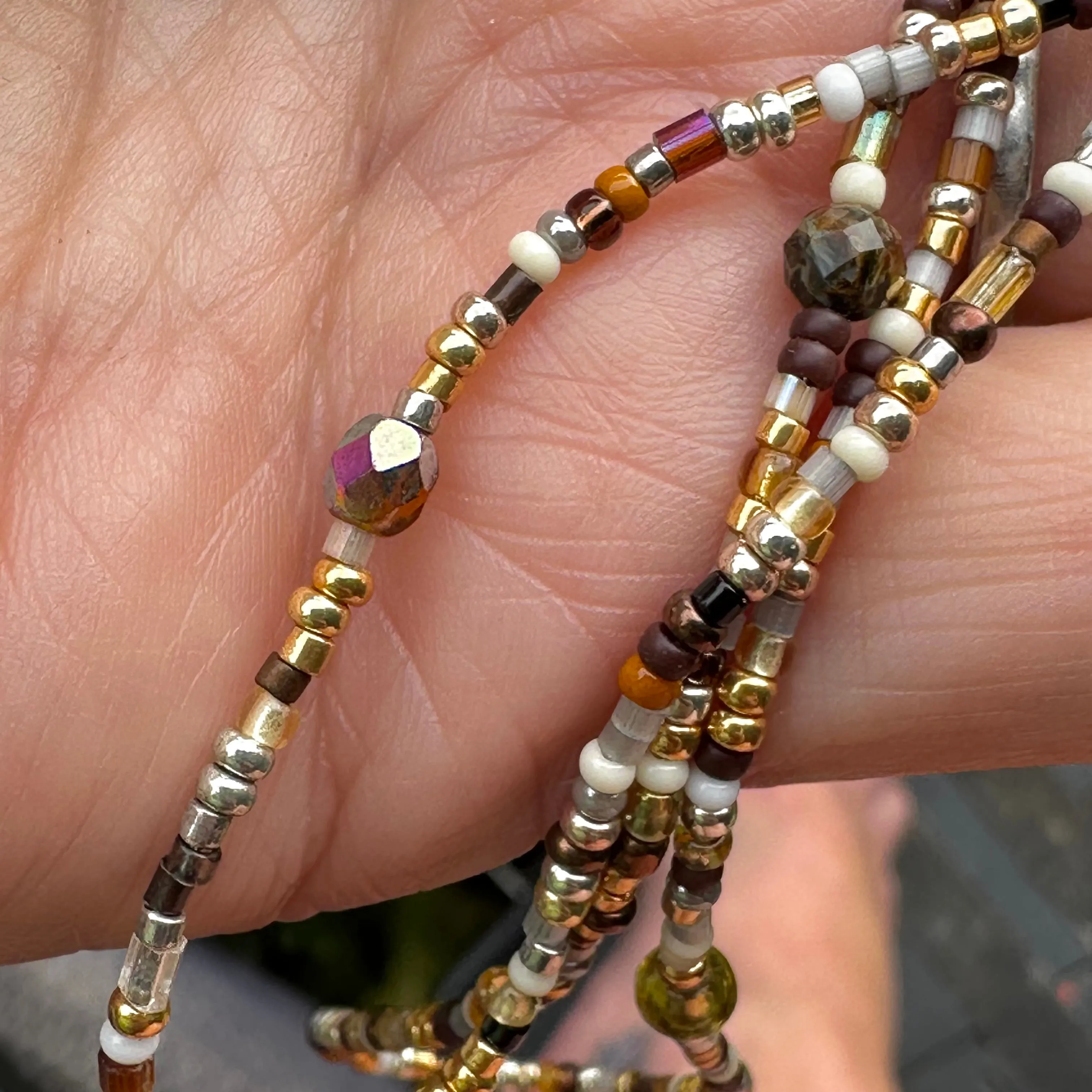 Neutral Colors Seed Bead Necklace