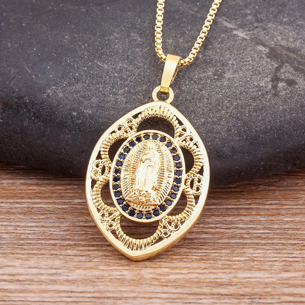 New Arrival Fashion Exquisite Cubic Zirconia Virgin Mary Necklace Women