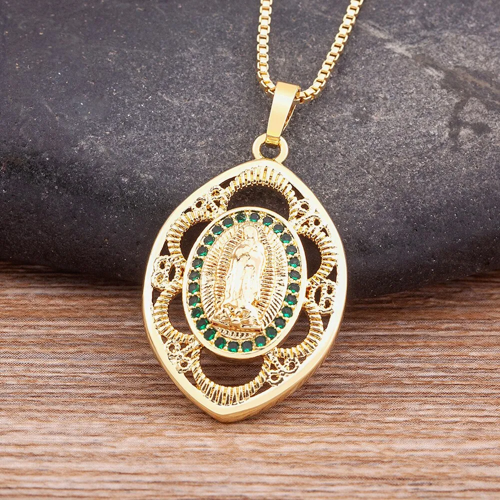 New Arrival Fashion Exquisite Cubic Zirconia Virgin Mary Necklace Women
