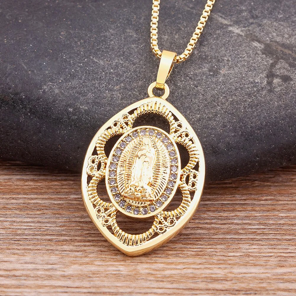 New Arrival Fashion Exquisite Cubic Zirconia Virgin Mary Necklace Women