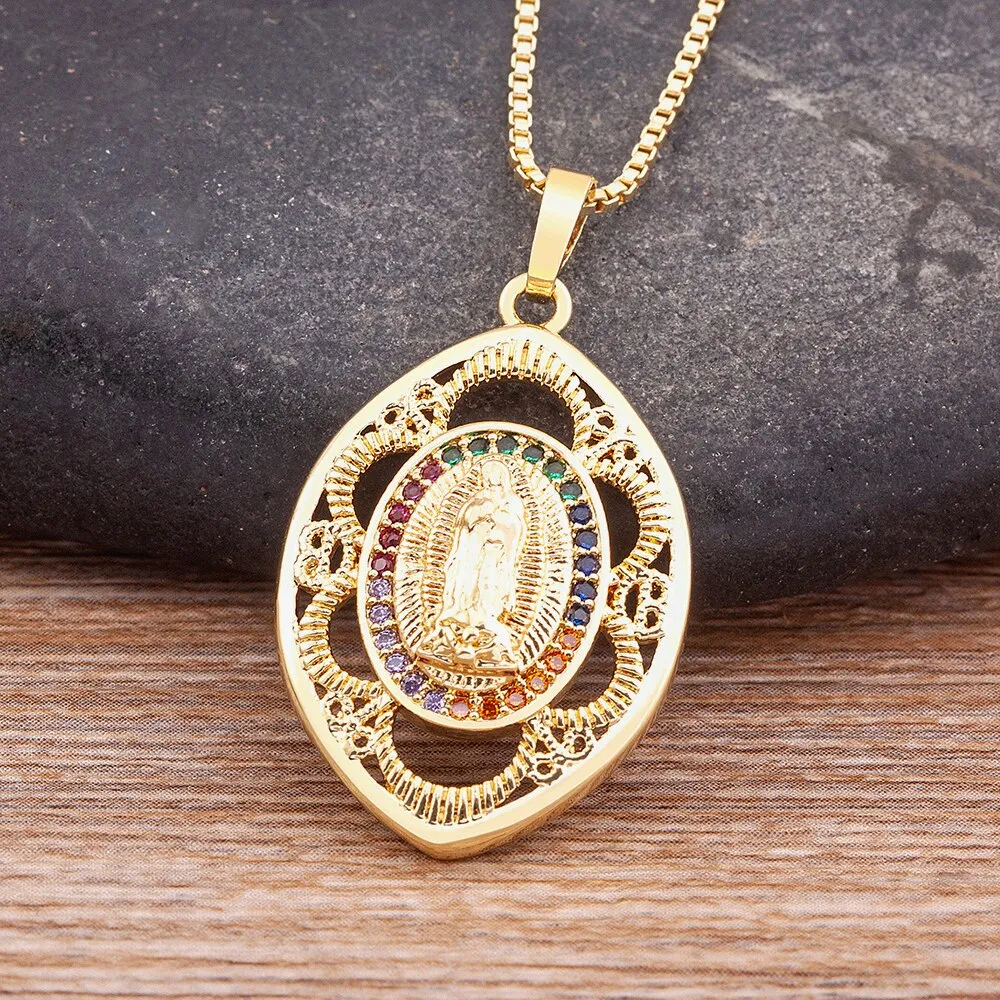 New Arrival Fashion Exquisite Cubic Zirconia Virgin Mary Necklace Women