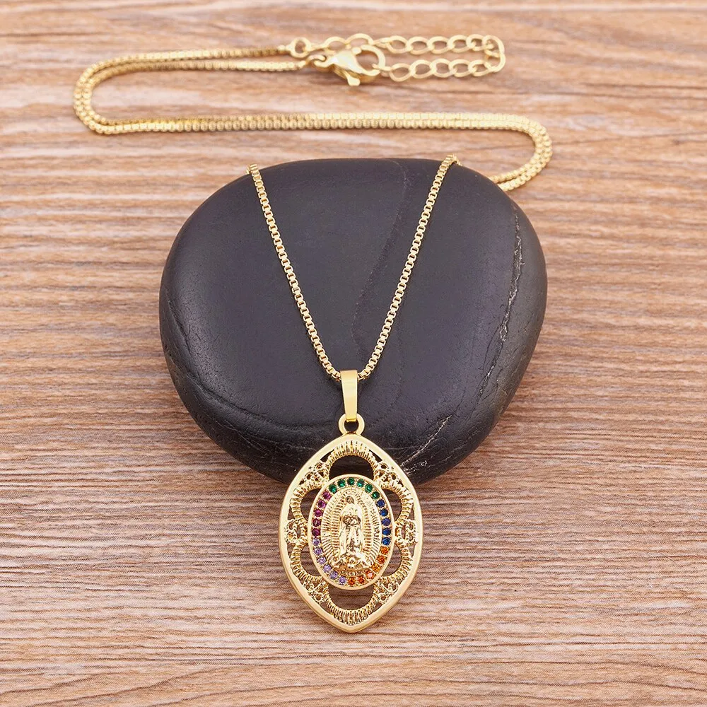 New Arrival Fashion Exquisite Cubic Zirconia Virgin Mary Necklace Women