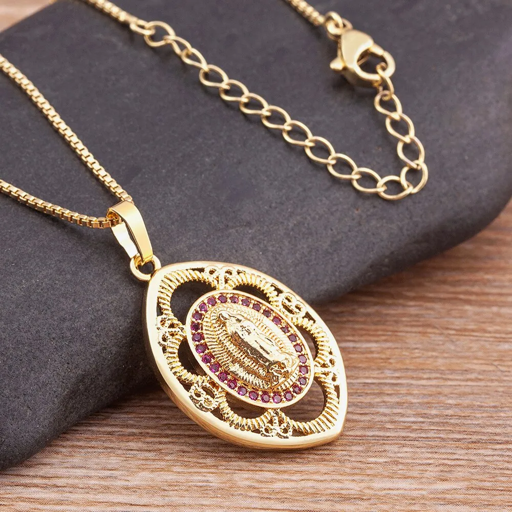New Arrival Fashion Exquisite Cubic Zirconia Virgin Mary Necklace Women