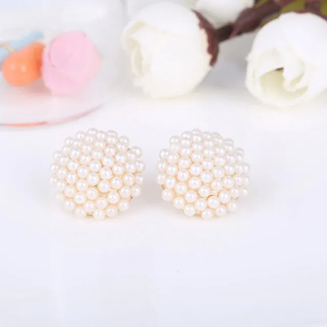 NEW Simple Pearl Clip On Earrings Charm Pendant