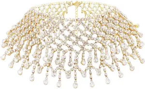 Nicute Rhinestone Choker Necklace Silver Crystal Necklaces Bling Wedding Prom Necklace Jewelry for Women