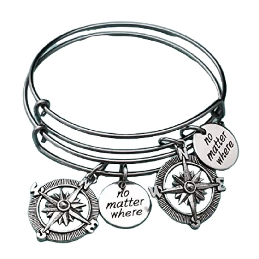 No matter where bangle, no matter where charm bracelet, expandable bangle, charm bangle, personalized bracelet, initial, monogram
