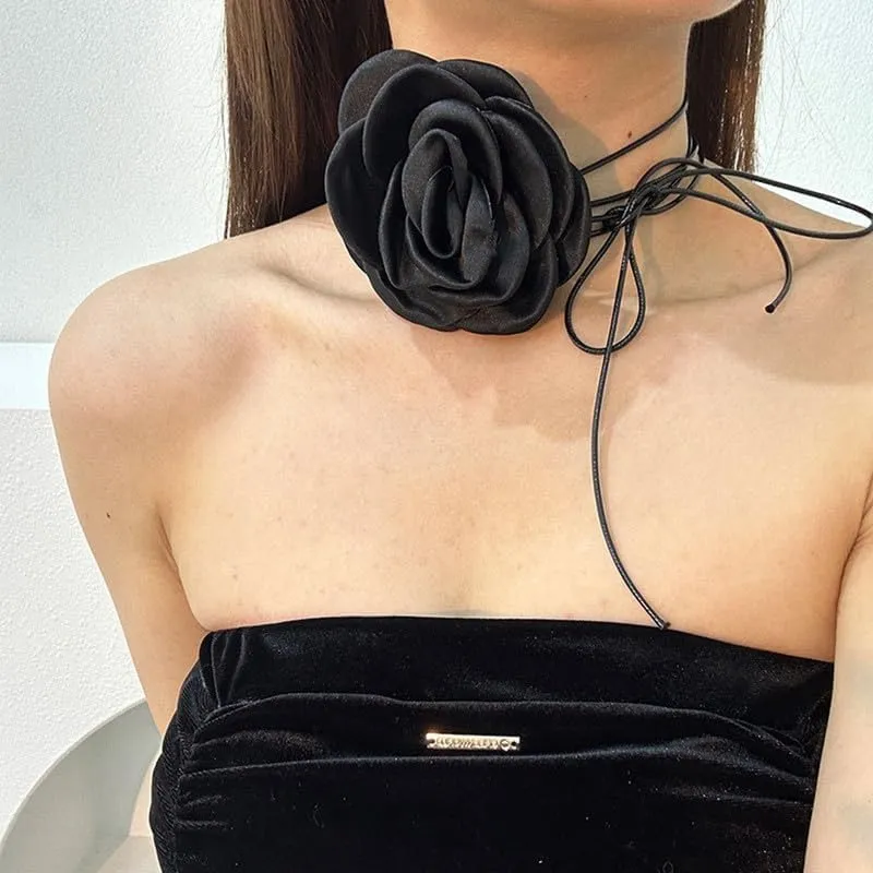 Novelty Flower Choker for Women Handmade Adjustable Bohemian Floral Collar Choker Necklace