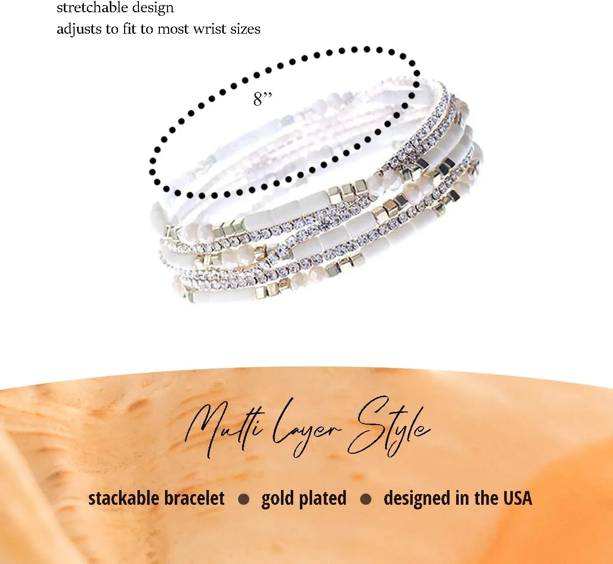 NTLX Multi Strand Beaded Stackable Stretch Bracelets for Women ?C Bohemian Boho Style Bracelets ?C Multi Color Layered Statement Bangles