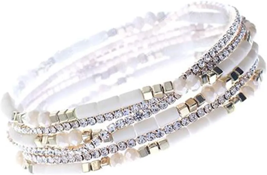 NTLX Multi Strand Beaded Stackable Stretch Bracelets for Women ?C Bohemian Boho Style Bracelets ?C Multi Color Layered Statement Bangles