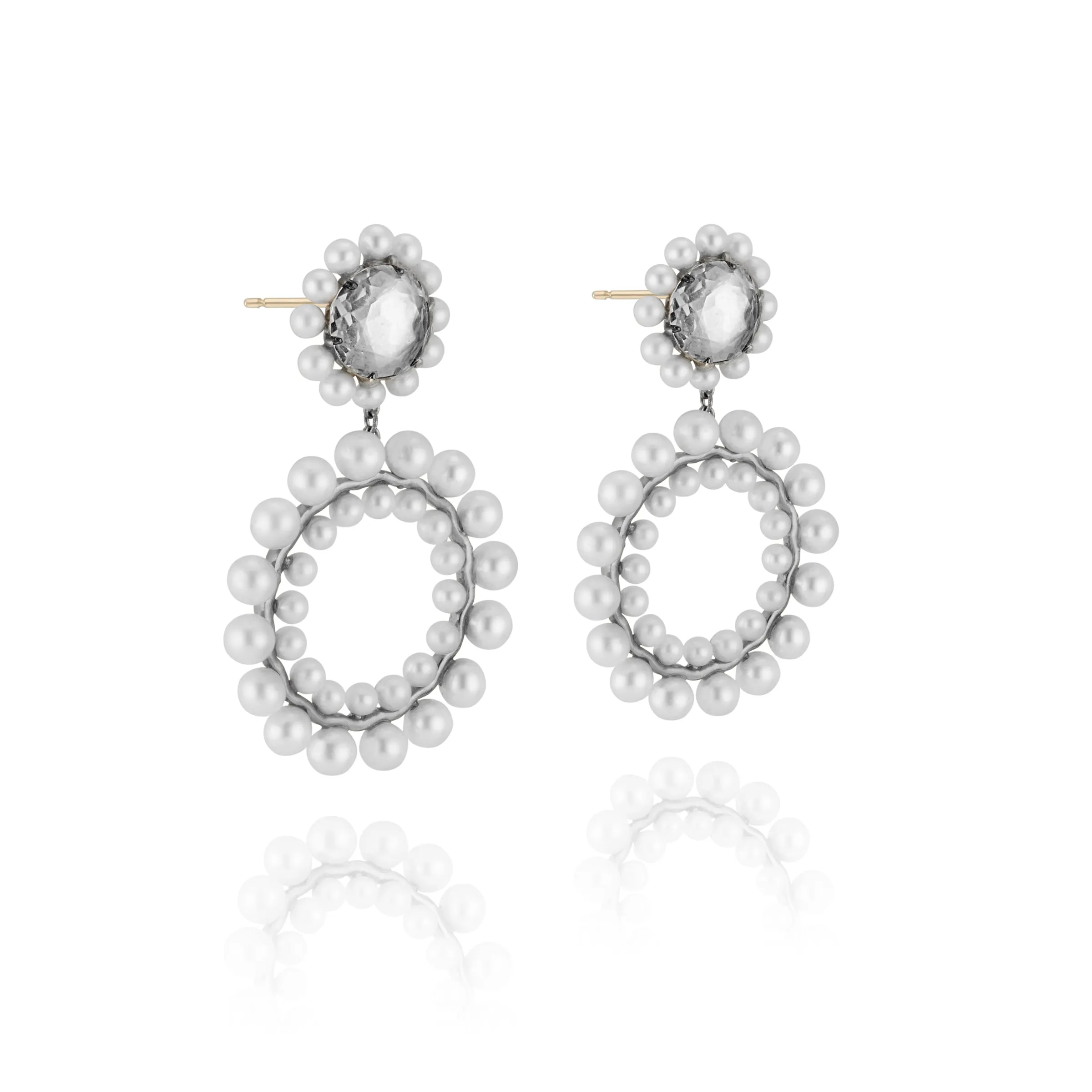 Olivia Double Boule Pearl Earrings (Black Rhodium Wash or 14k Gold)