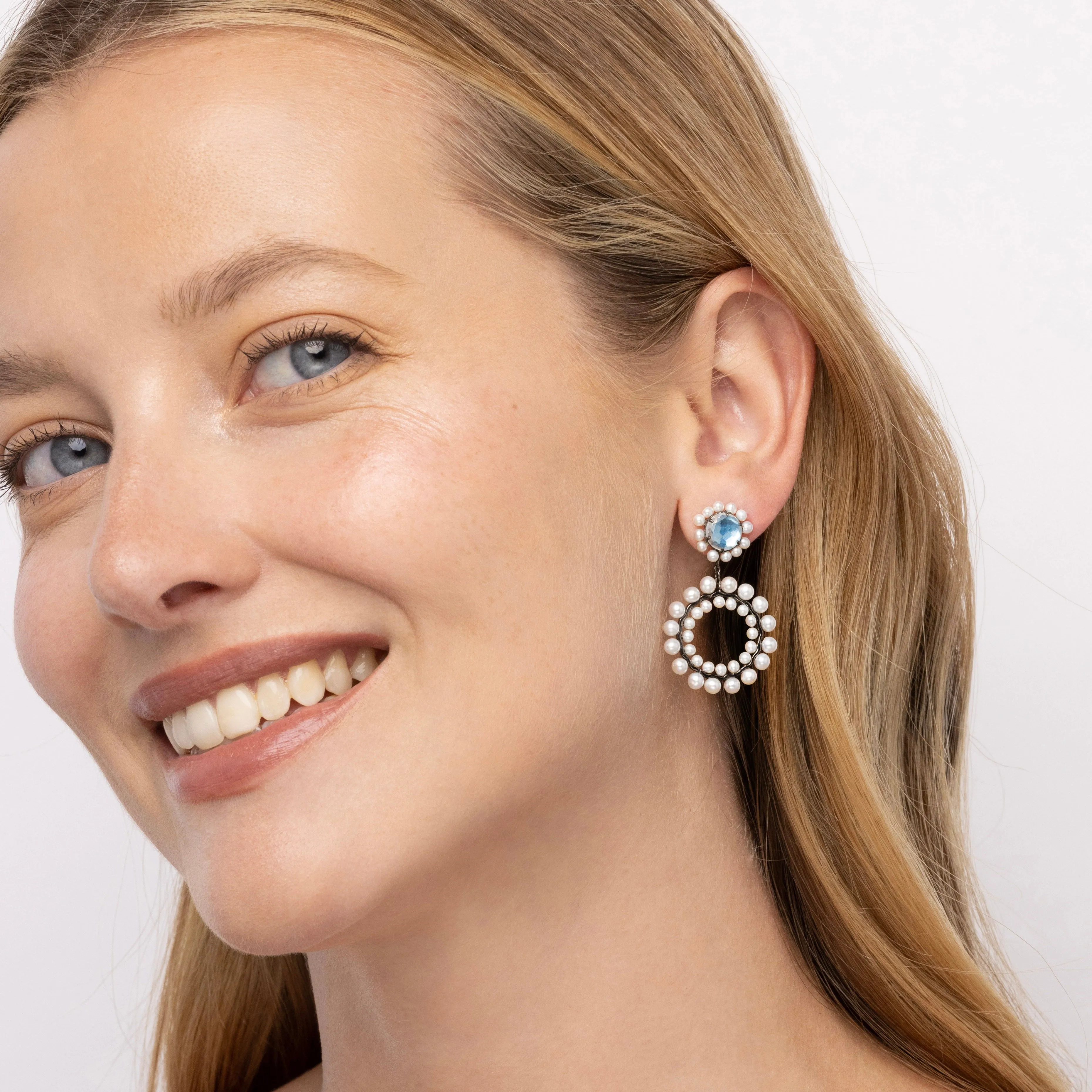 Olivia Double Boule Pearl Earrings (Black Rhodium Wash or 14k Gold)