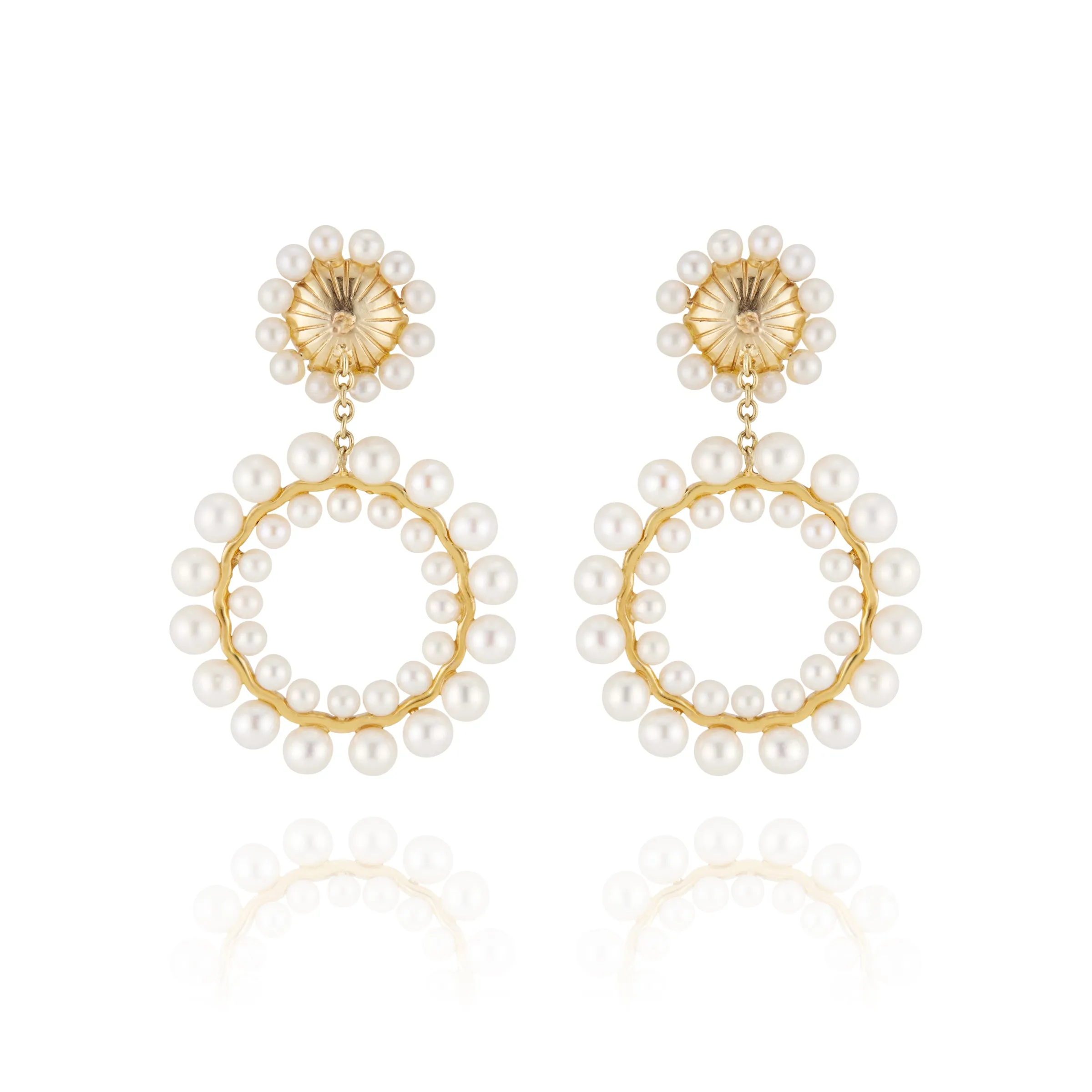 Olivia Double Boule Pearl Earrings (Black Rhodium Wash or 14k Gold)