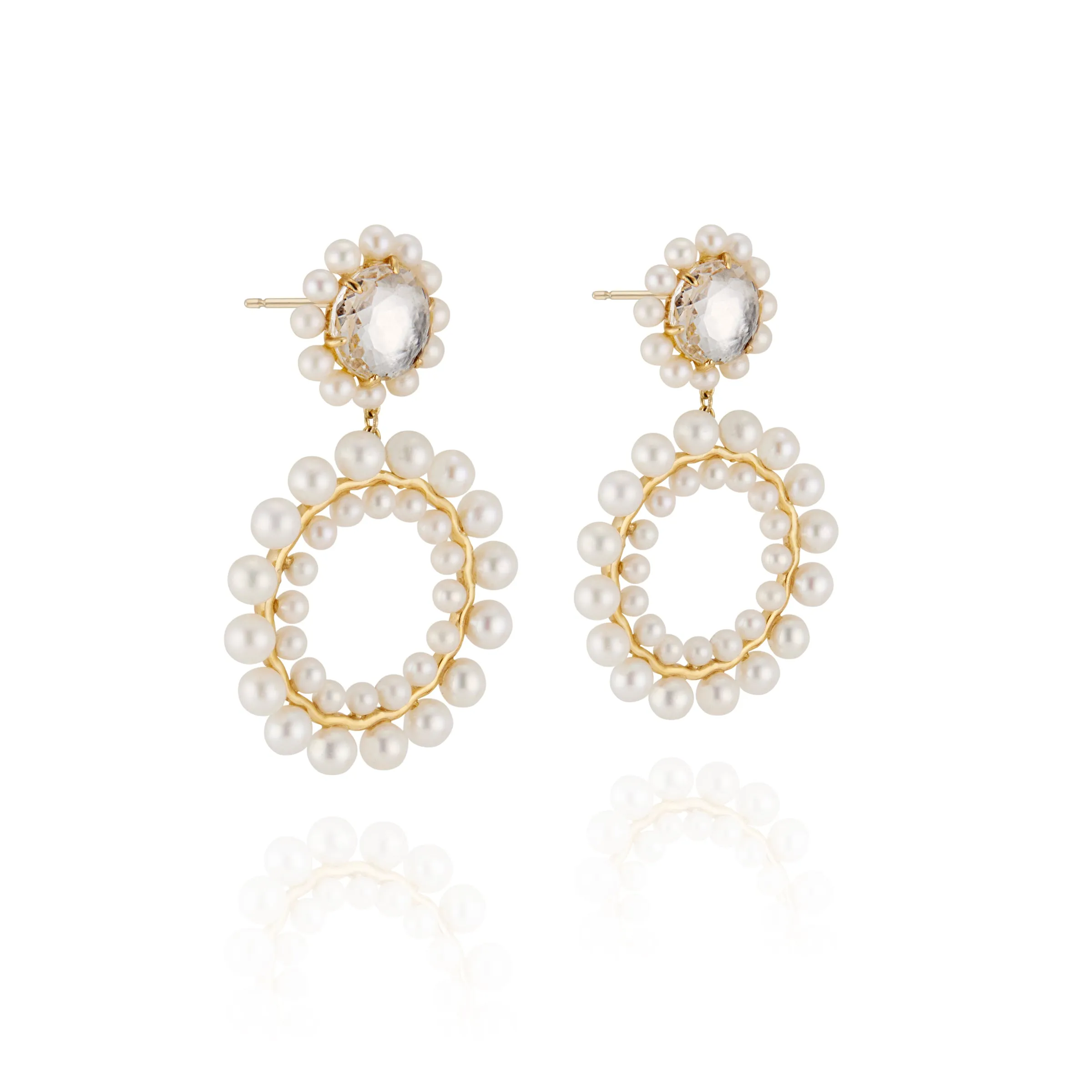 Olivia Double Boule Pearl Earrings (Black Rhodium Wash or 14k Gold)