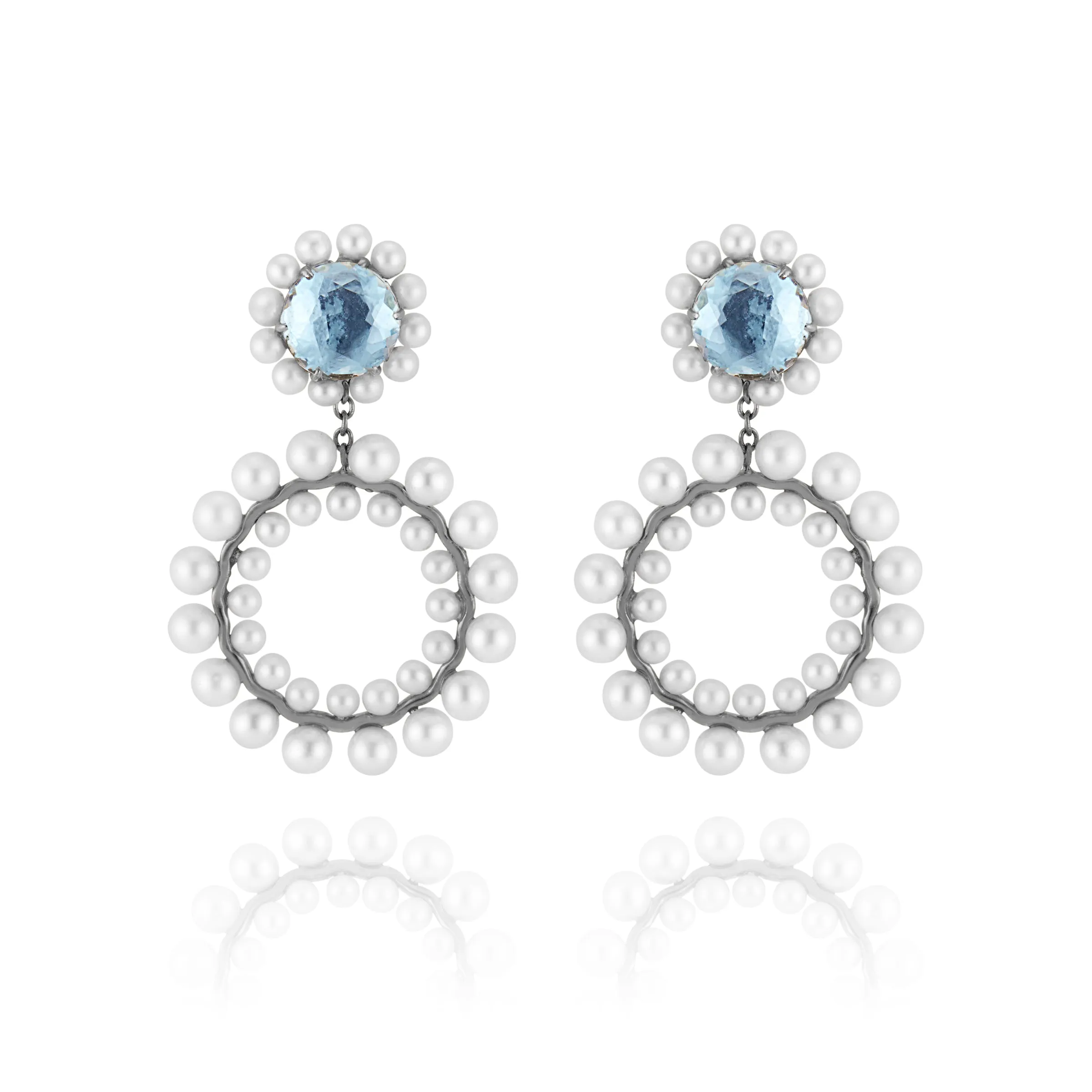 Olivia Double Boule Pearl Earrings (Black Rhodium Wash or 14k Gold)