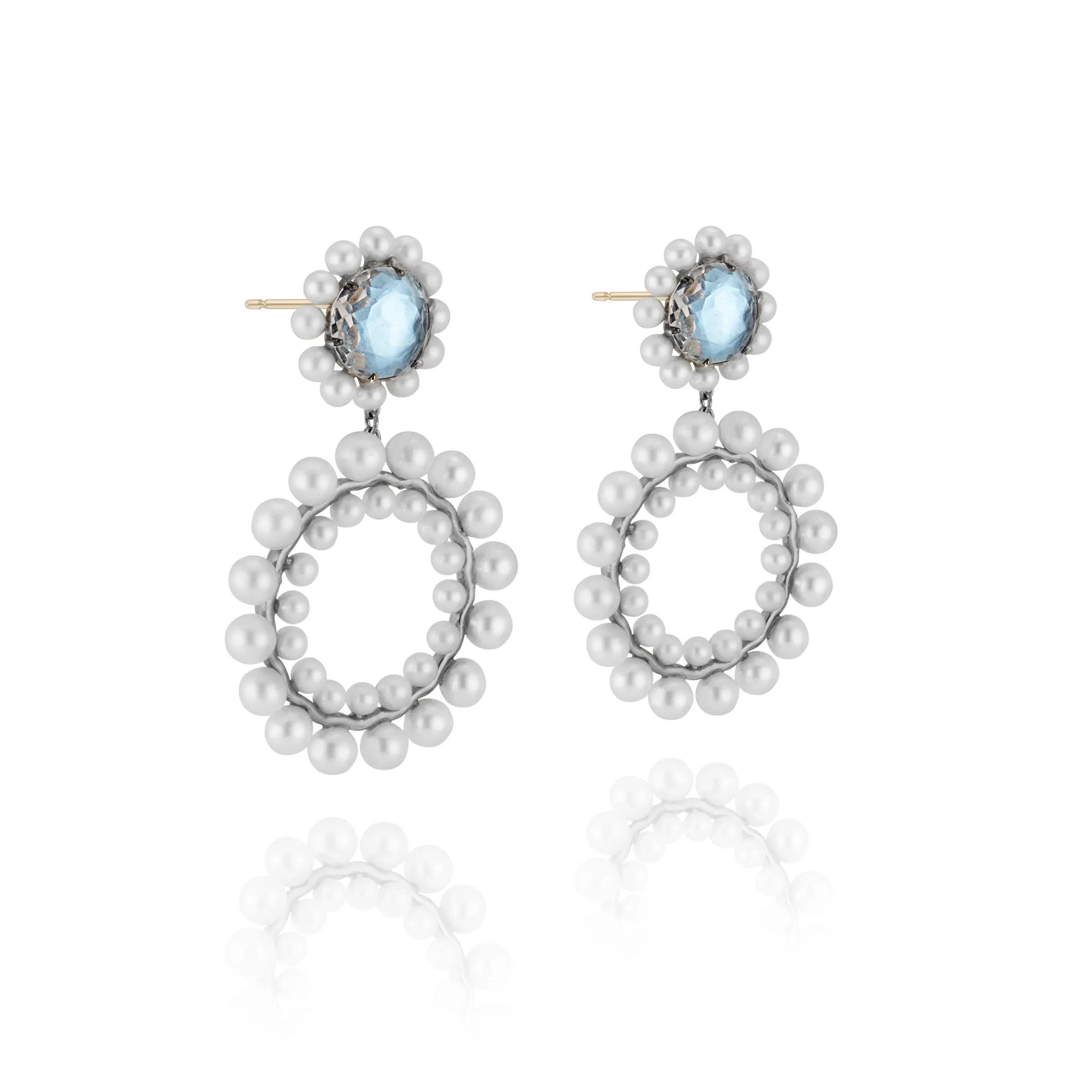 Olivia Double Boule Pearl Earrings (Black Rhodium Wash or 14k Gold)