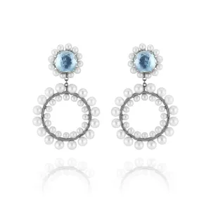 Olivia Double Boule Pearl Earrings (Black Rhodium Wash or 14k Gold)