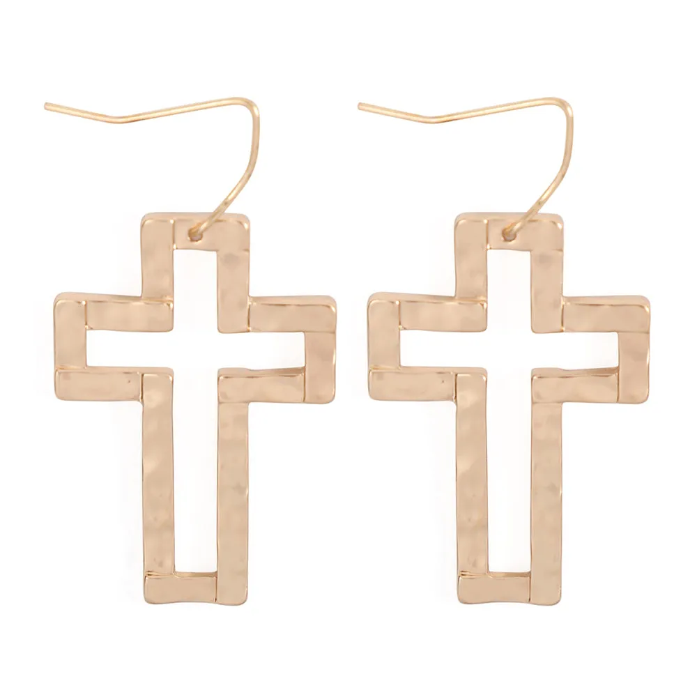 Open Metal Cross Earrings