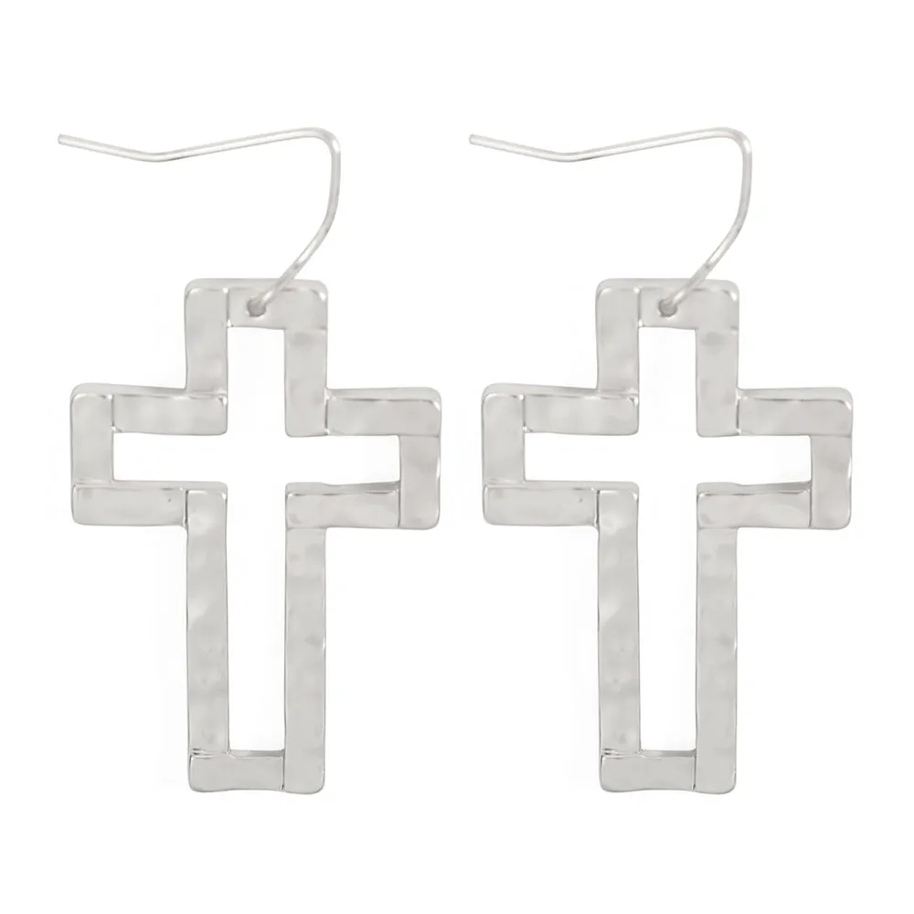 Open Metal Cross Earrings