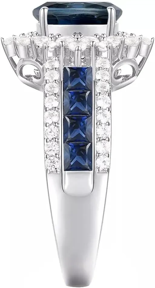 Oval Gemstone & Natural Diamond Rings, Statement Ring, 14K White Gold/14K Gold (1 3/4 cttw of Gemstone, 3/4 cttw of Diamonds)