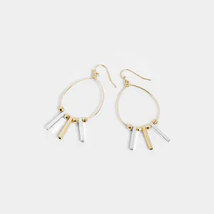 Oval Mixed Metal Beaded Hoop Earring