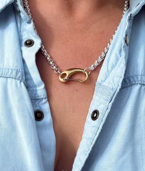 Oversized Clasp Mixed Metal Necklace