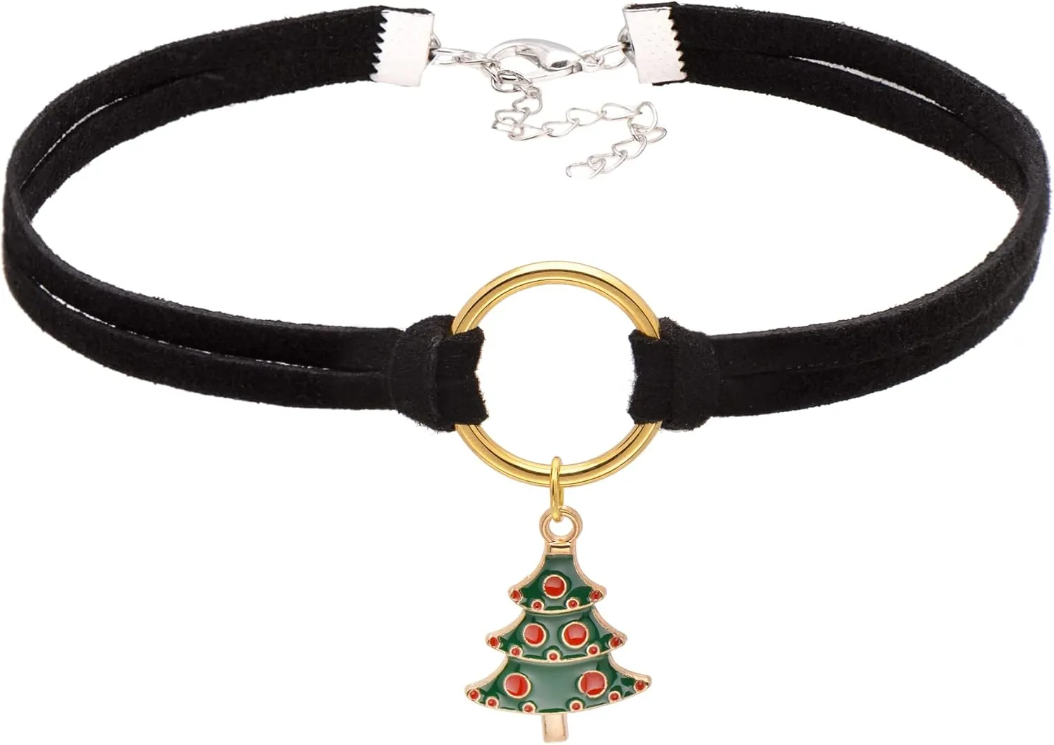 Paialco Soft Suede Leather Cord Golden Circle Choker Necklaces for Christmas