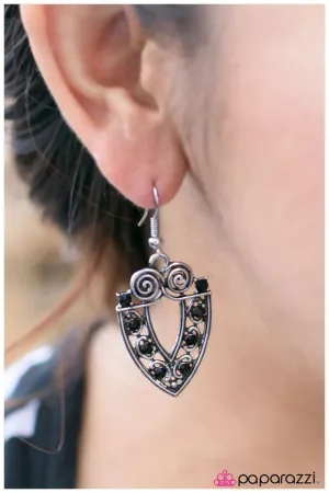 Paparazzi Earring ~ Call A Spade A Spade - Black