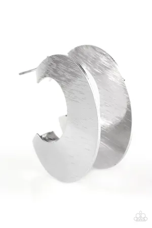 Paparazzi Earring ~ Mad About Shine - Silver