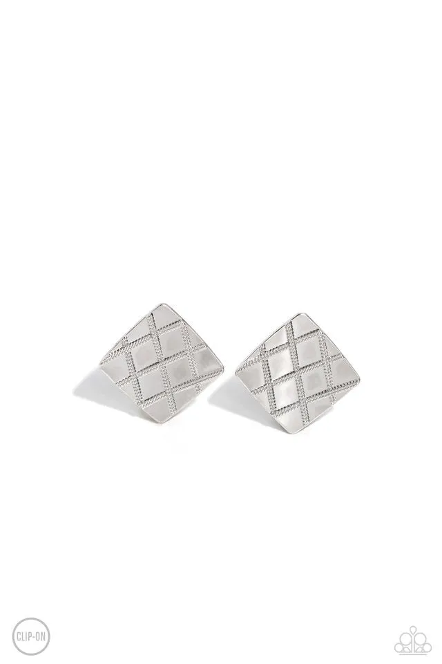 Paparazzi Earring ~ PLAID and Simple - Silver
