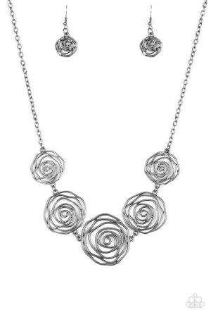 Paparazzi Necklace ~ Rosy Rosette - Black