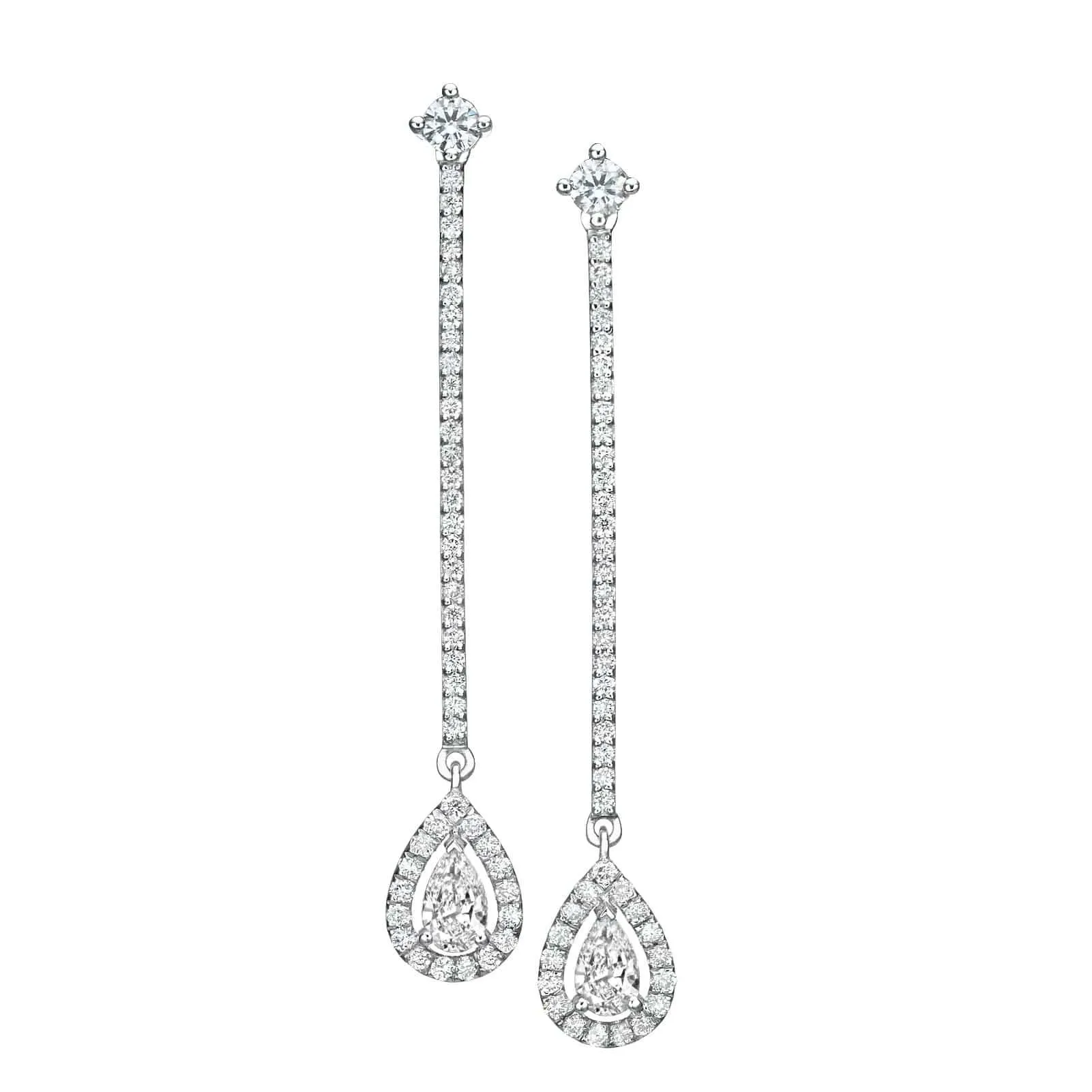 Pearfection Collection - 1.15 ct Drop Earrings of Diamonds in 18K White Gold