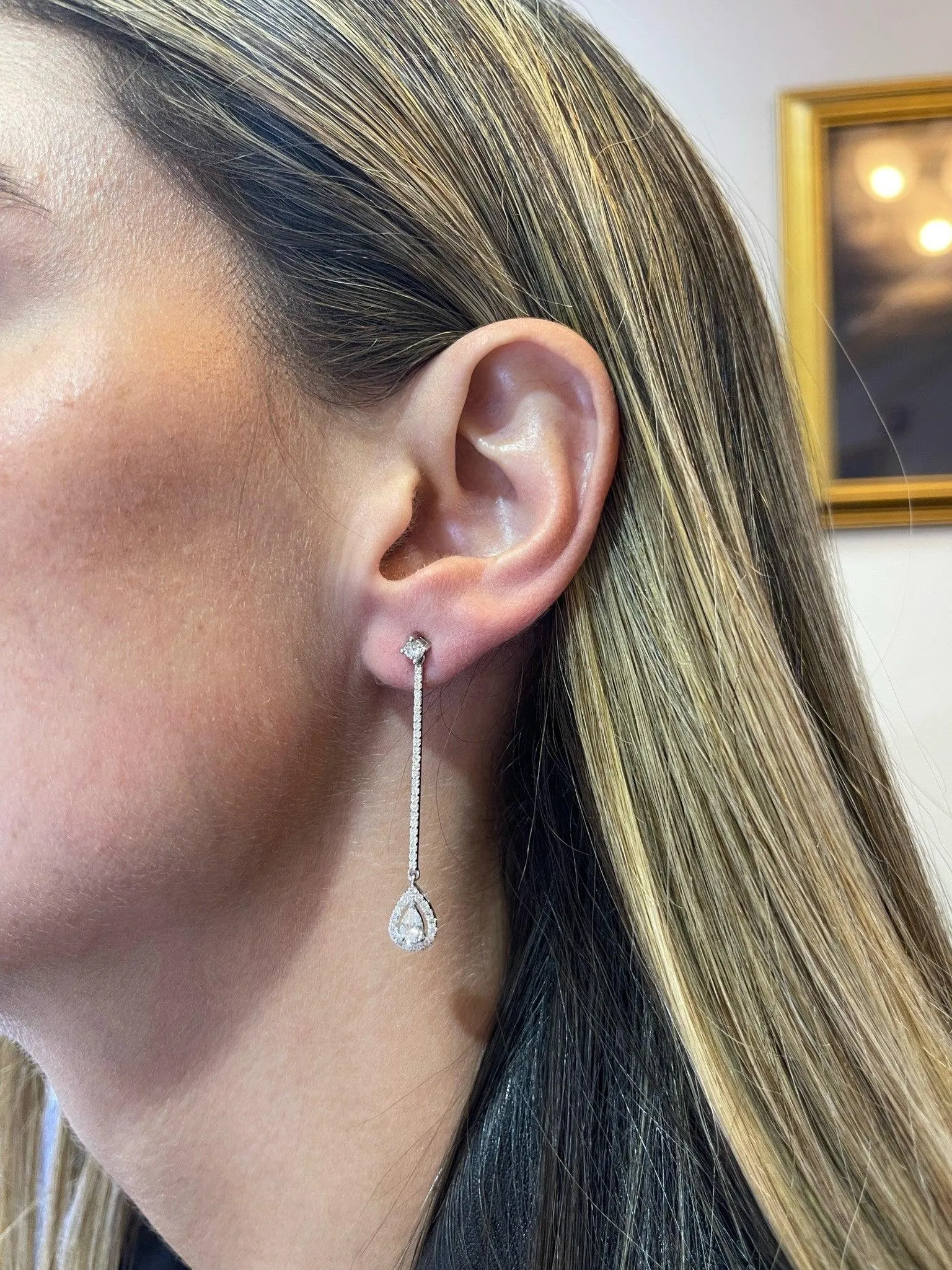 Pearfection Collection - 1.15 ct Drop Earrings of Diamonds in 18K White Gold