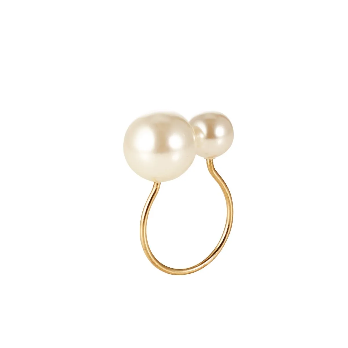 Pearl Napkin Ring in Ivory & Gold Set of 4 by Kim Seybert