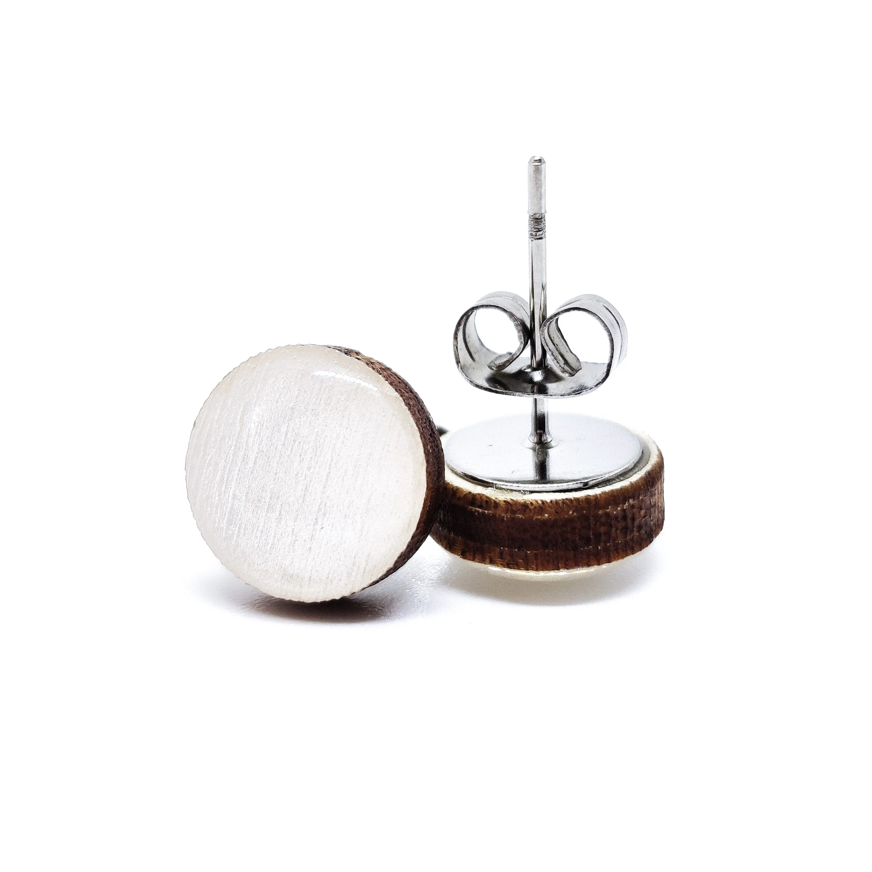 Pearl White Shimmer Stud Earrings by Candi Cove Designs