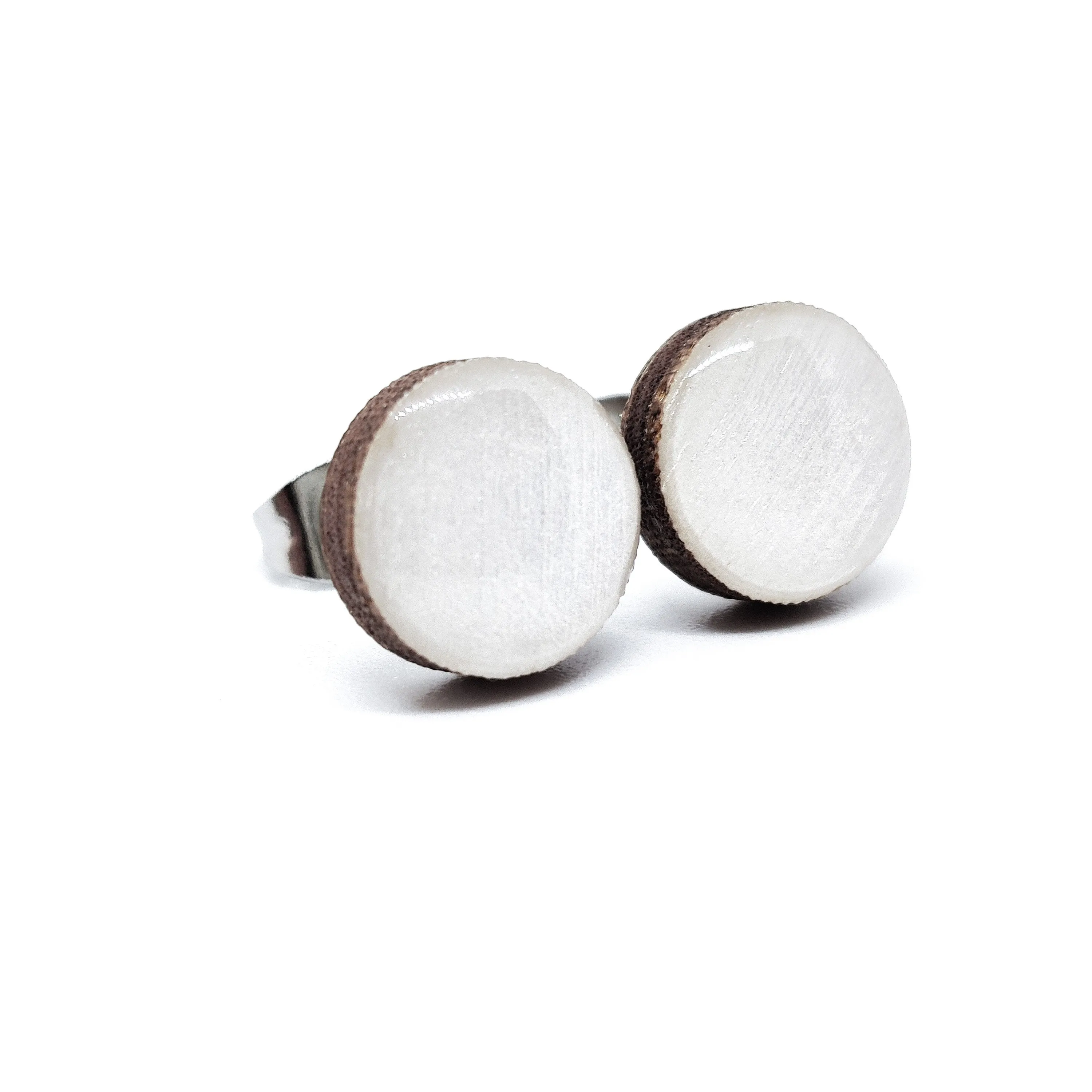 Pearl White Shimmer Stud Earrings by Candi Cove Designs