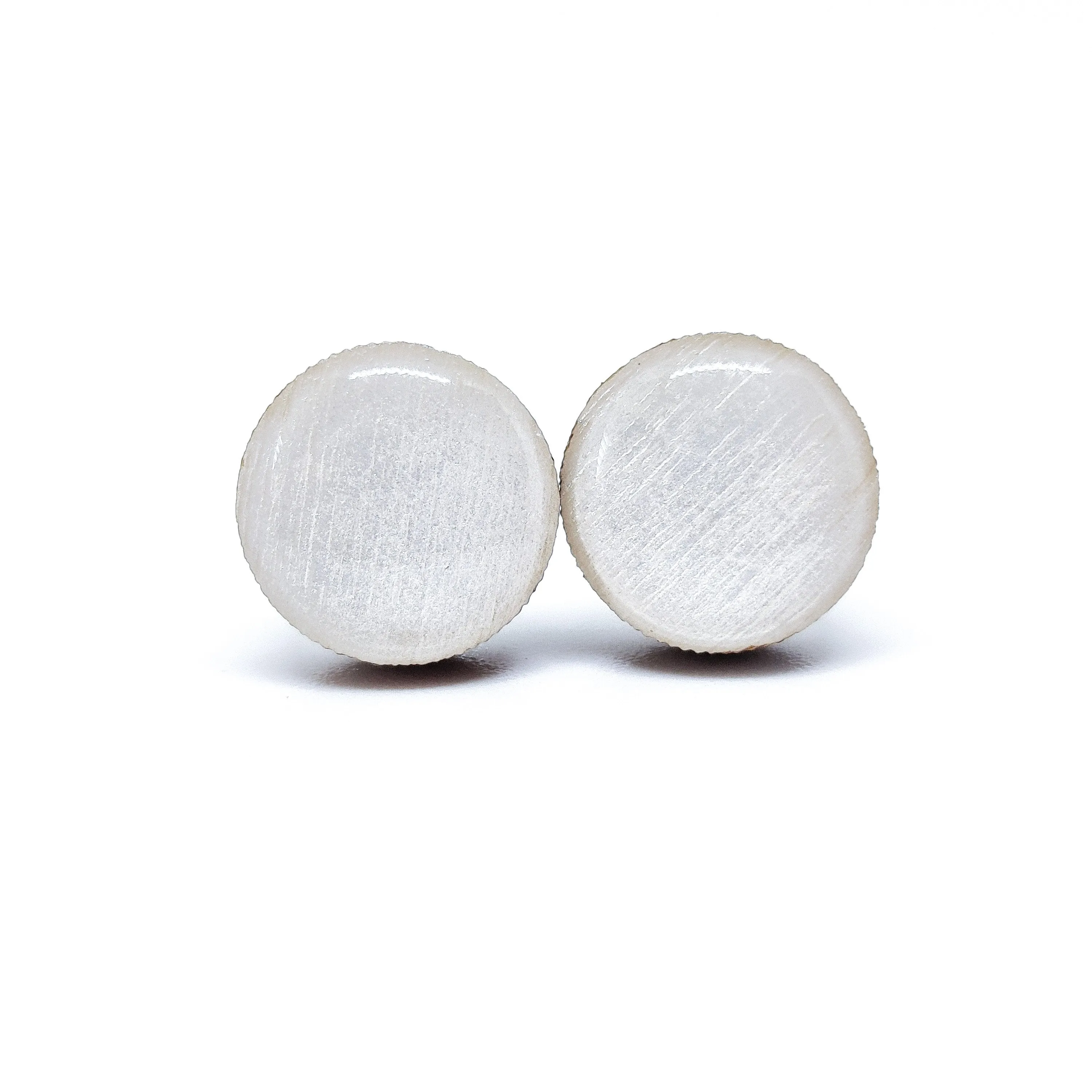 Pearl White Shimmer Stud Earrings by Candi Cove Designs