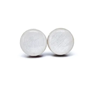 Pearl White Shimmer Stud Earrings by Candi Cove Designs
