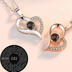 Pendant Necklace Women Necklaces 100 Languages I Love You Necklace Jewelry Choker Pendant Couple Collares De Moda 2022